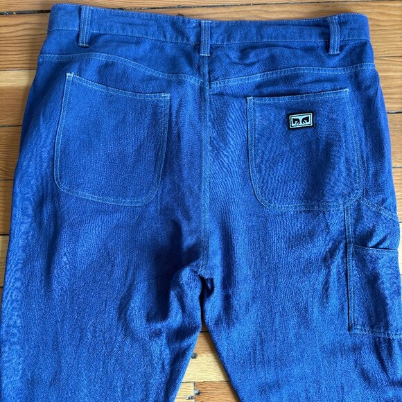 OBEY Linen Hand Dyed Lite Indigo Carpenter Pants - Picture 3 of 8